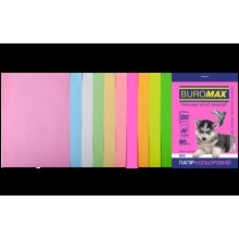 Папір кольор. Pastel+Neon А4 80г/м2 20арк.(10кол.*2арк) BM.2721720-99 Buromax