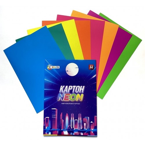 Картон кольоровий 'Неон' в папці А4 8арк. Family Line Картон кольоровий 'Неон' в папці А4 8арк. Family Line