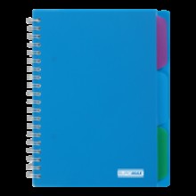 Зошит на пруж. 3 розділювачі BRIGHT В6 100арк.кліт.синій пласт.обкл. BM.24365912-02 Buromax